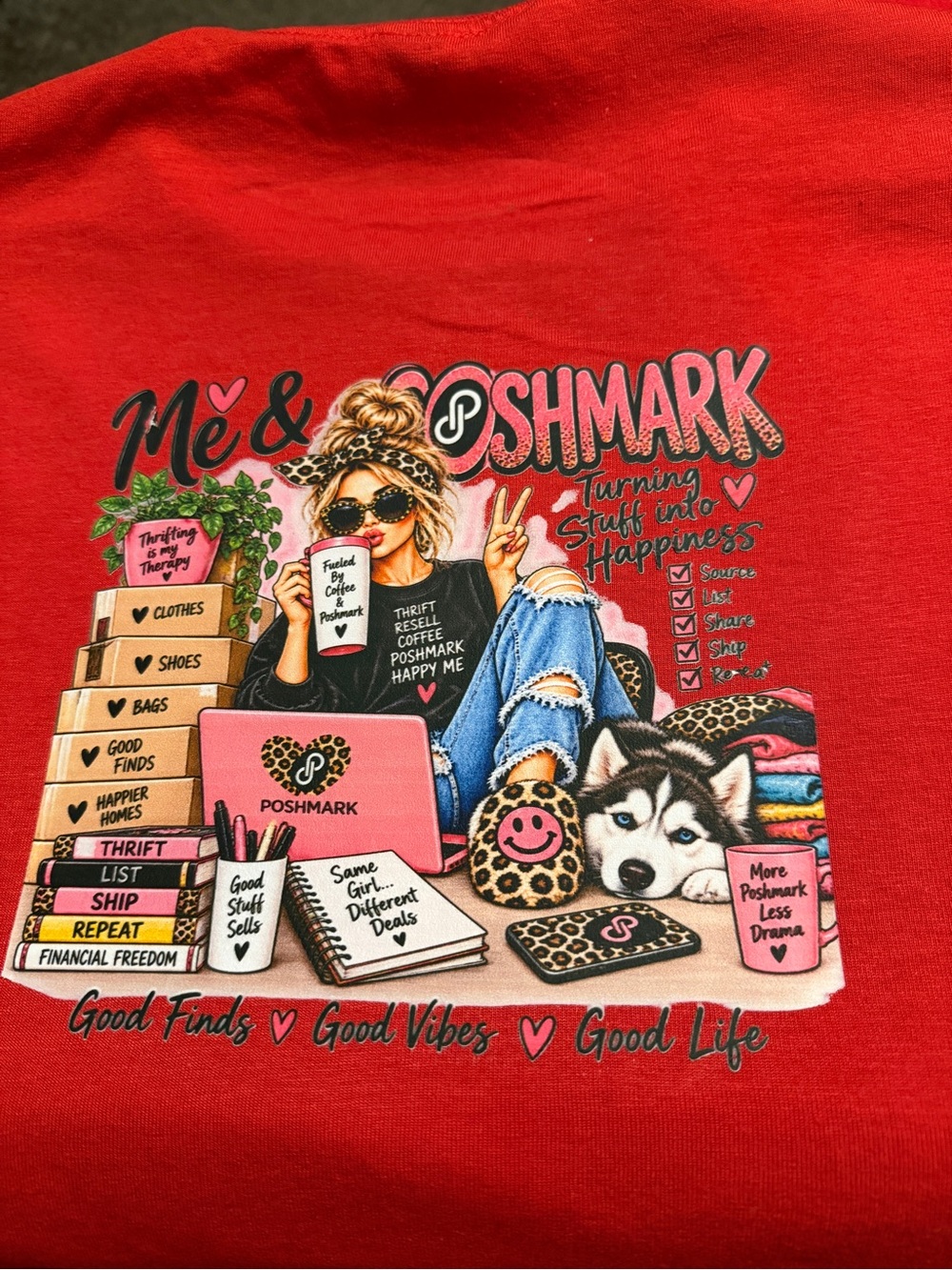 Groovy Girl -Poshmark Gildan Long Sleeve Tee Size Large Unisex DTF - Picture 4 of 7